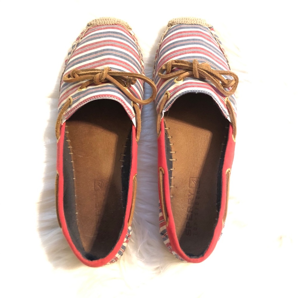 Sperry Red White and Blue Stripe Mariner Flats